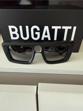 NEW Bugatti Sterling .925 Silver Matte Black Sunglasses 53□21